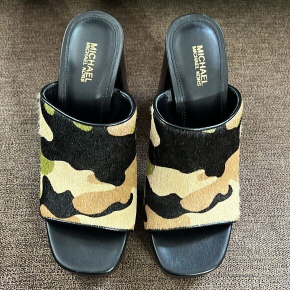 New Michael Kors Black Celeste Platform Sandals Women’s Size 6 in Smokey-Multi - Picture 5 of 15